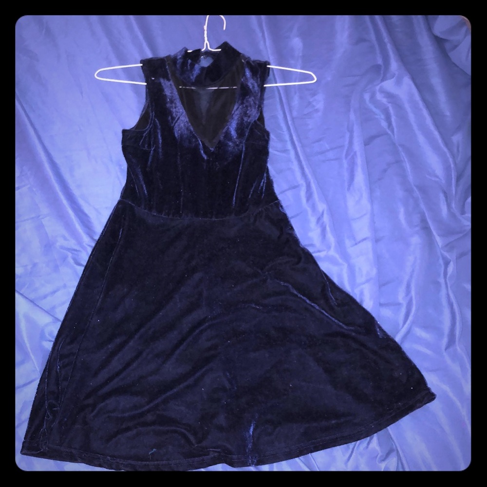 Navy lush velvet blue elegant dress.